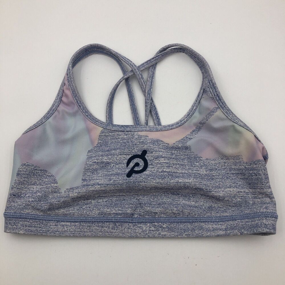 WITH Wear It To Heart Peloton Purple Sports Bra Strappy Mesh Back Medium